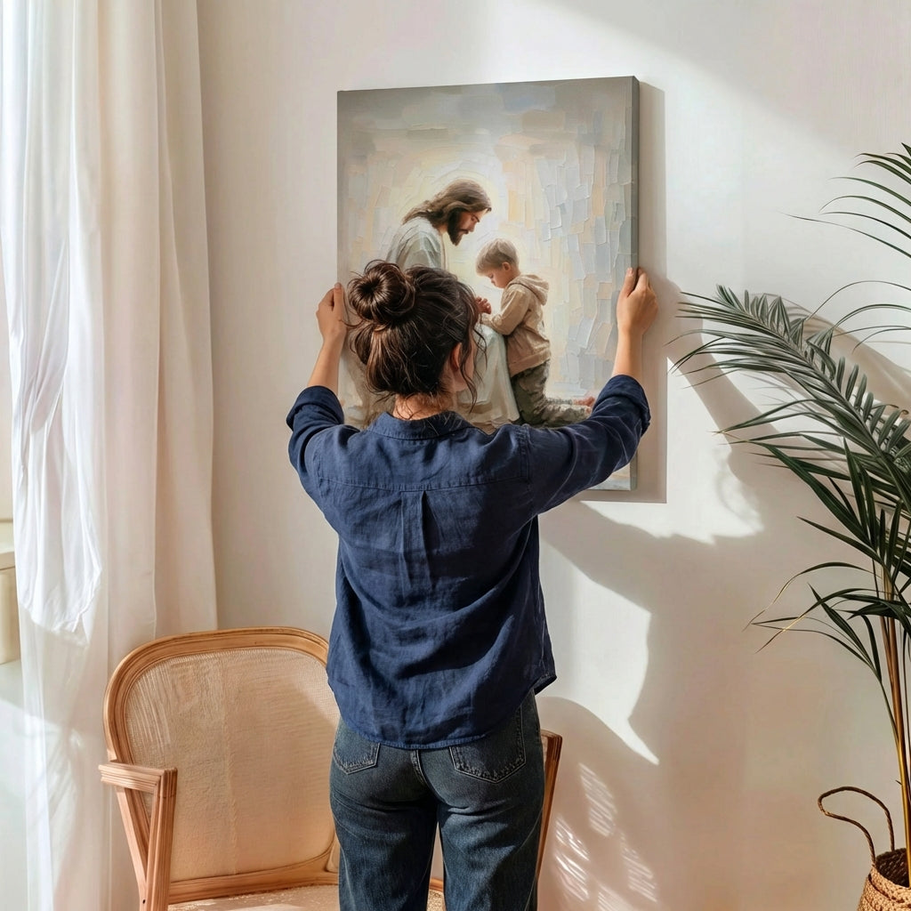 Jesus Praying With Little Boy - Canvas