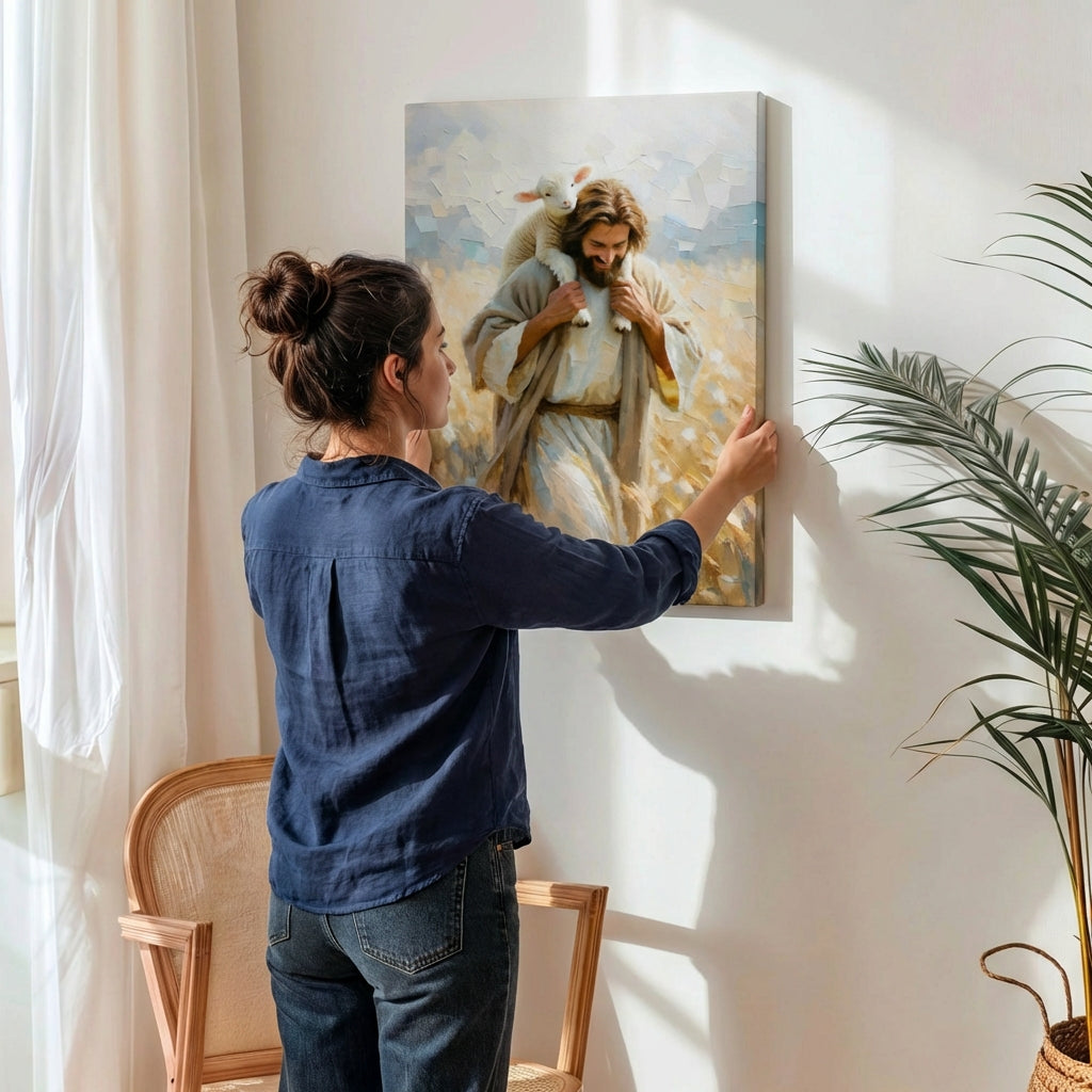 Jesus Carrying Little Lamb Home - Canvas