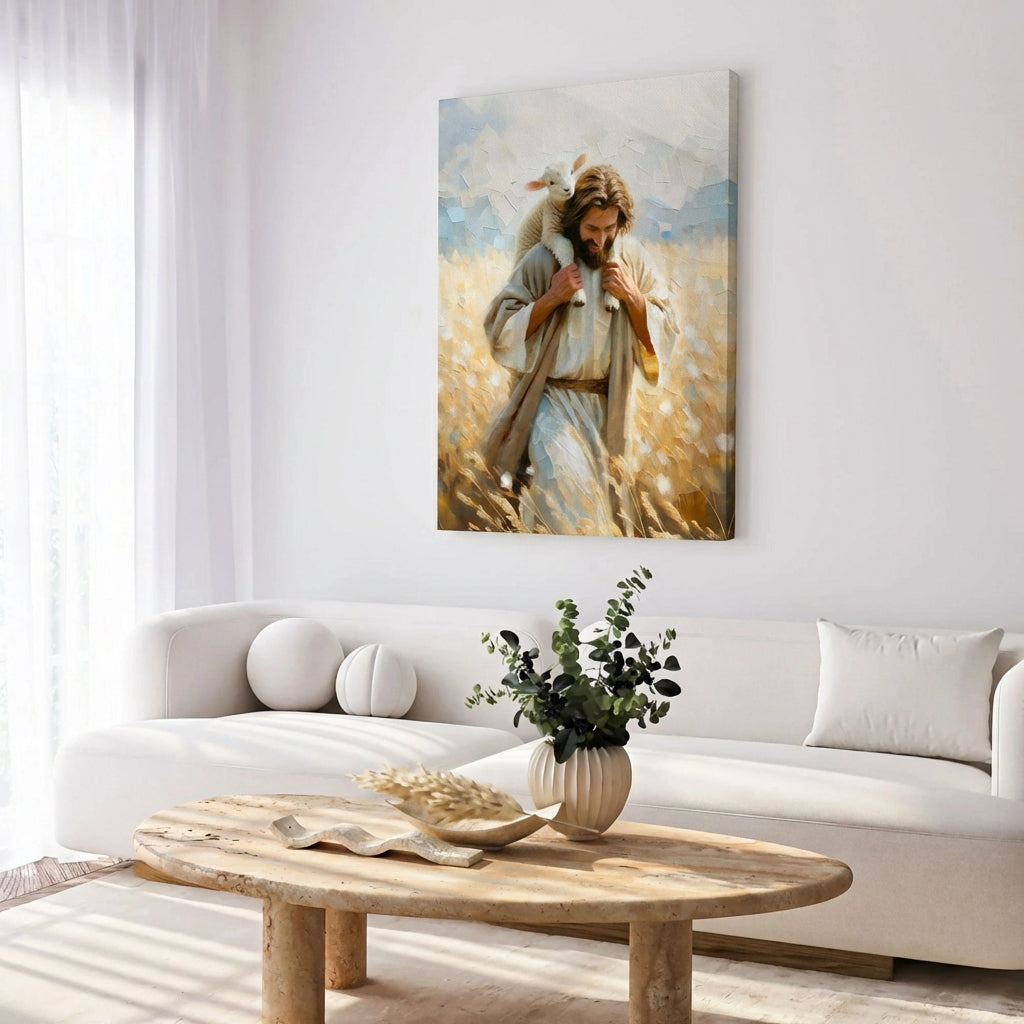 Jesus Carrying Little Lamb Home - Canvas
