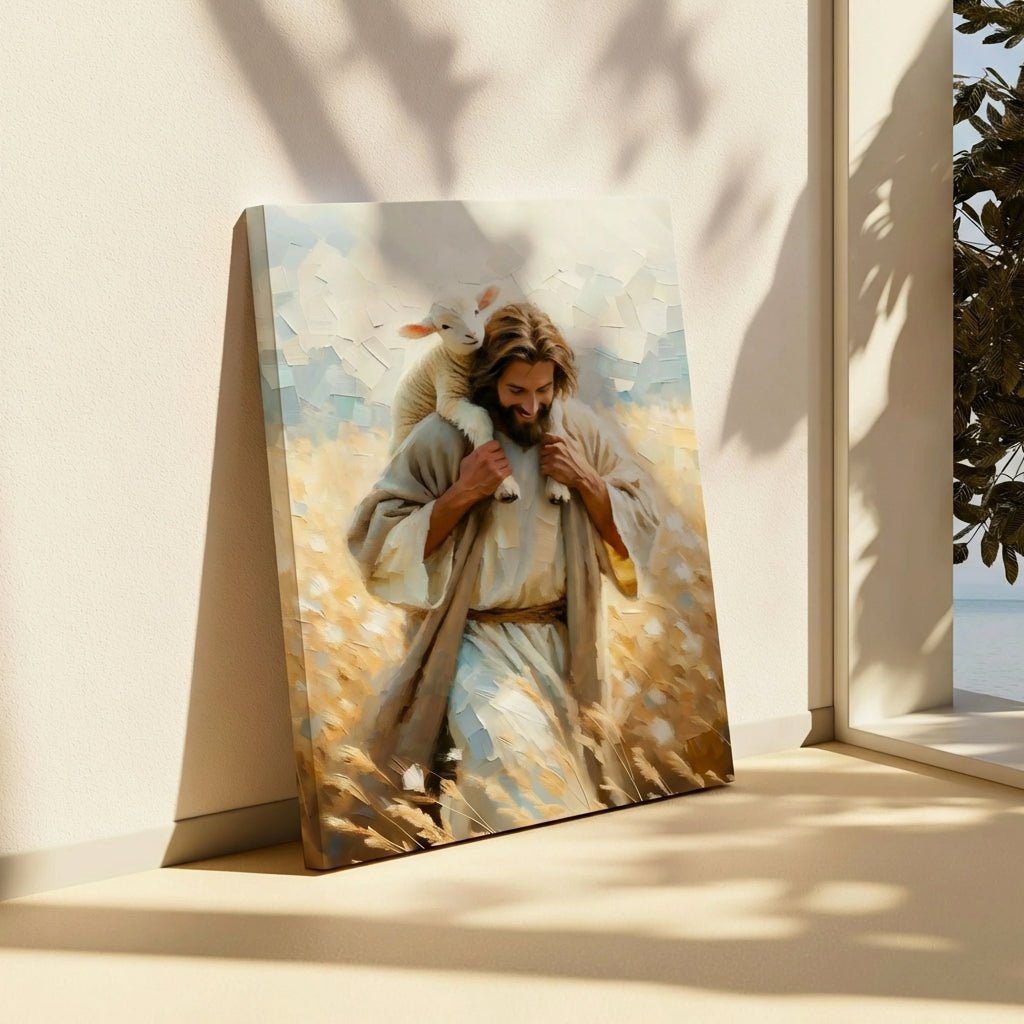 Jesus Carrying Little Lamb Home - Canvas