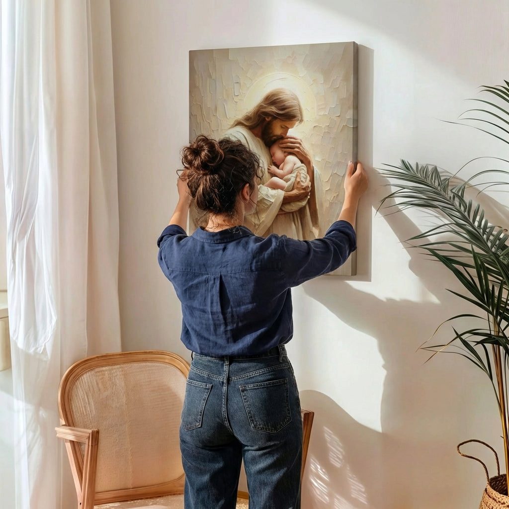 Jesus Holding a Baby - Canvas