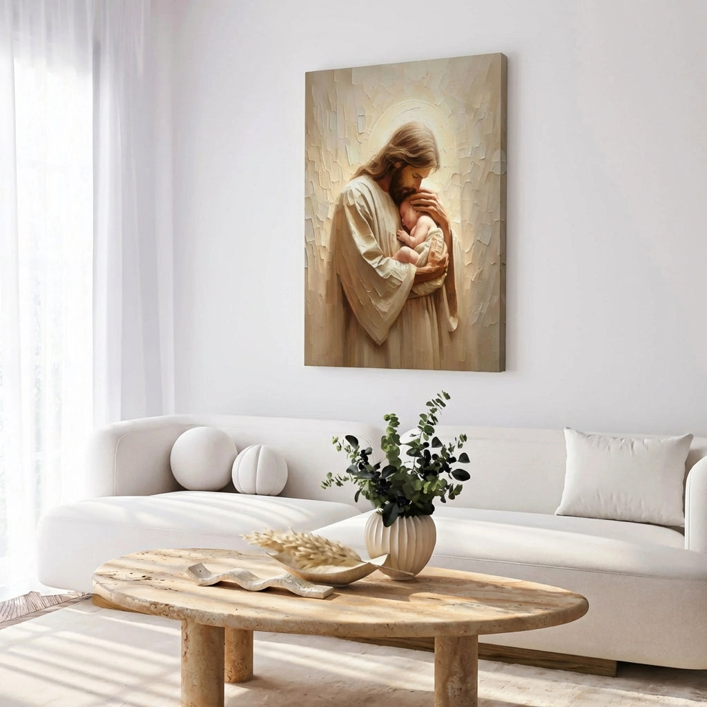 Jesus Holding a Baby - Canvas