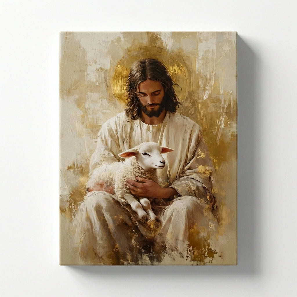 Jesus and the Lamb - Canvas