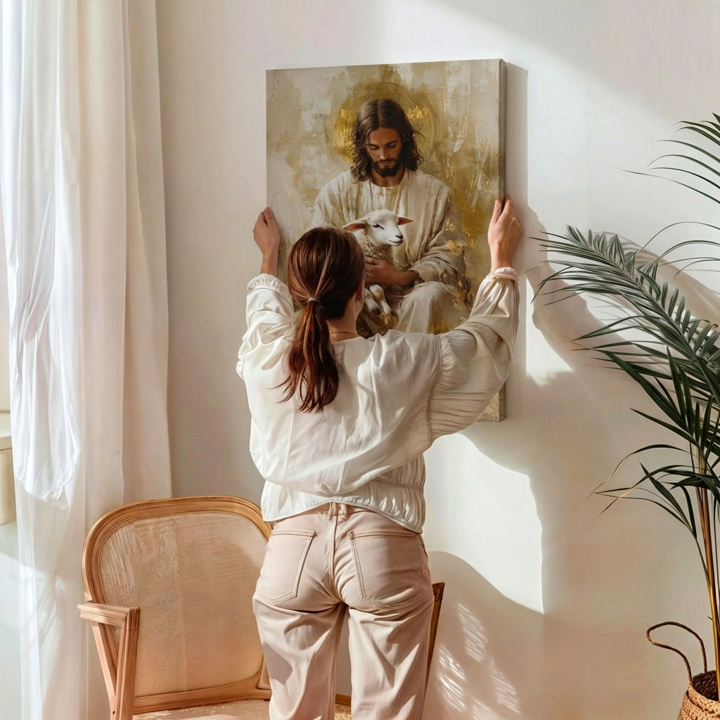 Jesus and the Lamb - Canvas