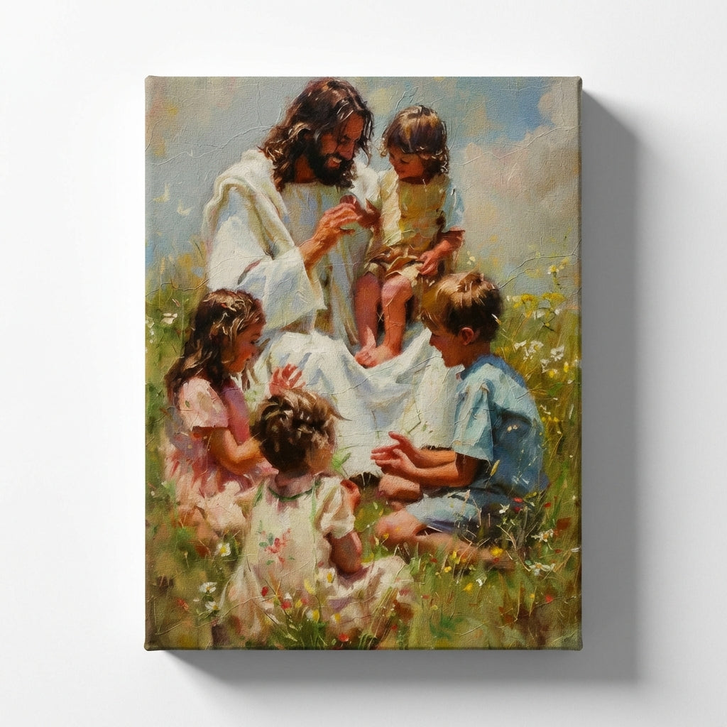 Jesus Playing with Children - Canvas