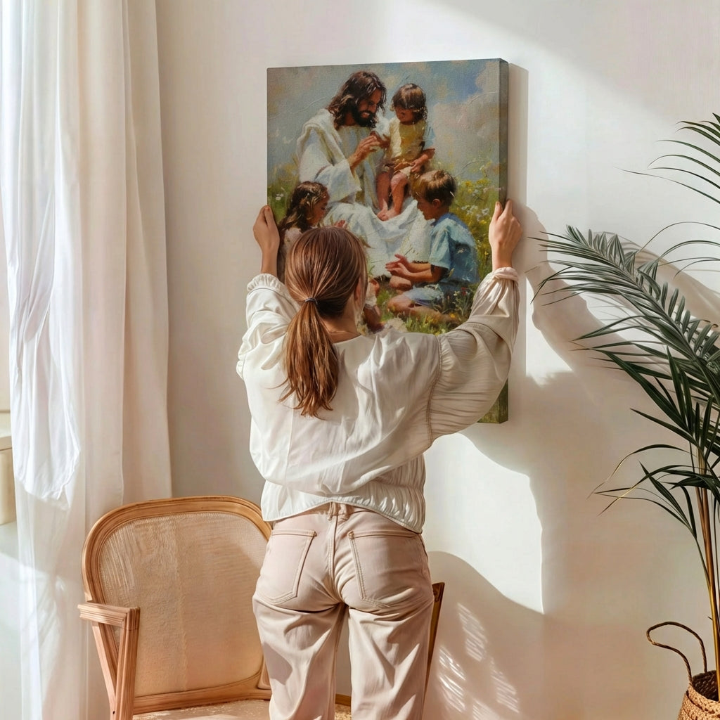 Jesus Playing with Children - Canvas