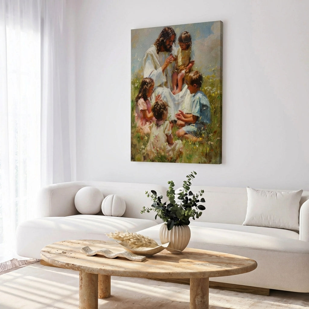 Jesus Playing with Children - Canvas