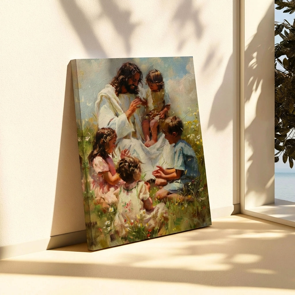 Jesus Playing with Children - Canvas