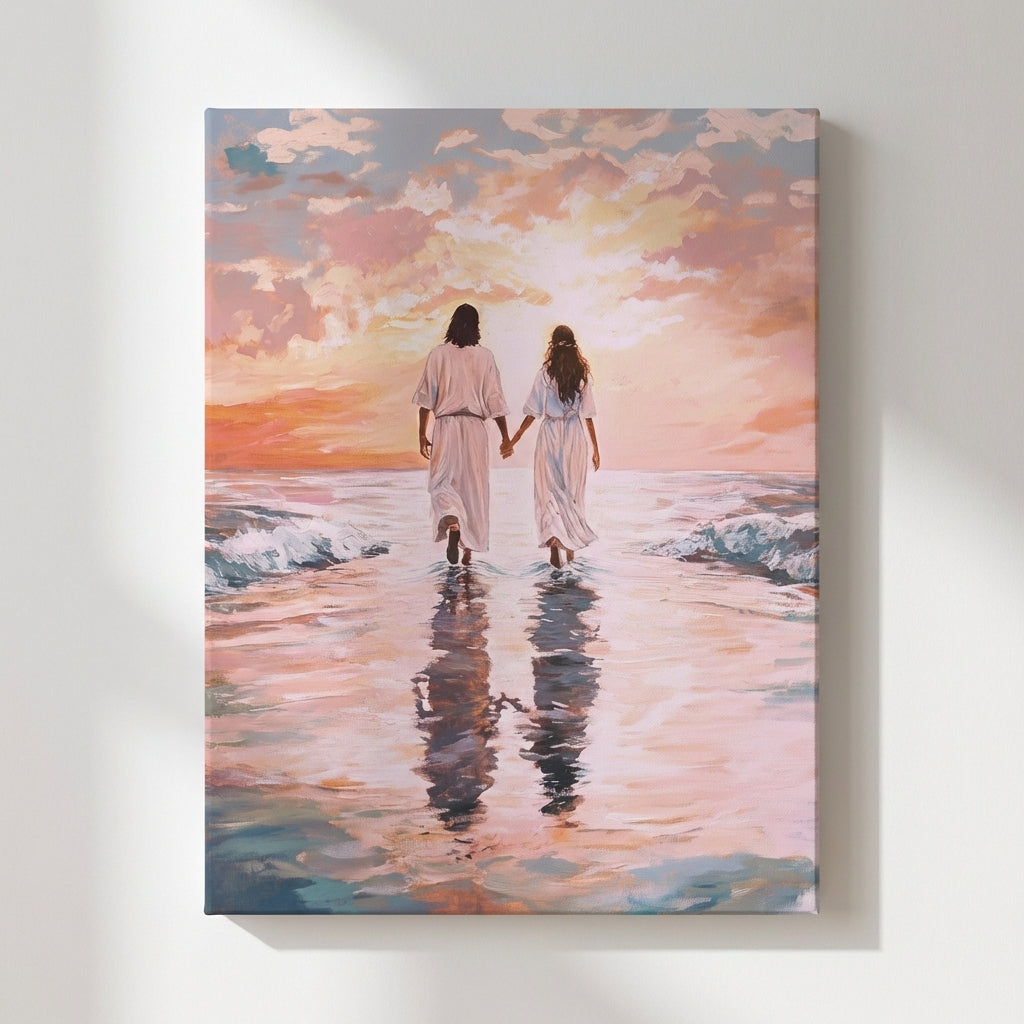 Jesus Walking on Water with Woman - Canvas
