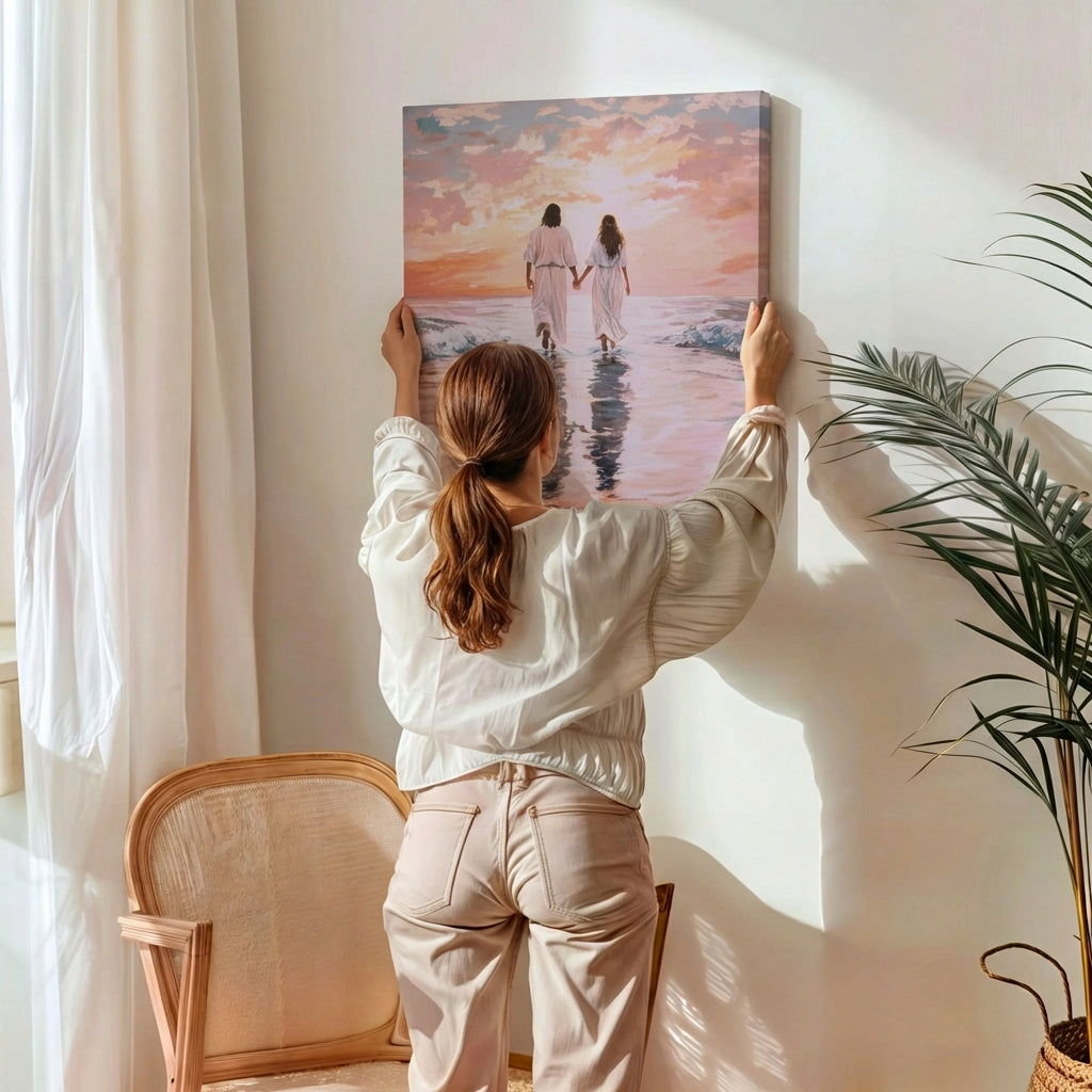 Jesus Walking on Water with Woman - Canvas