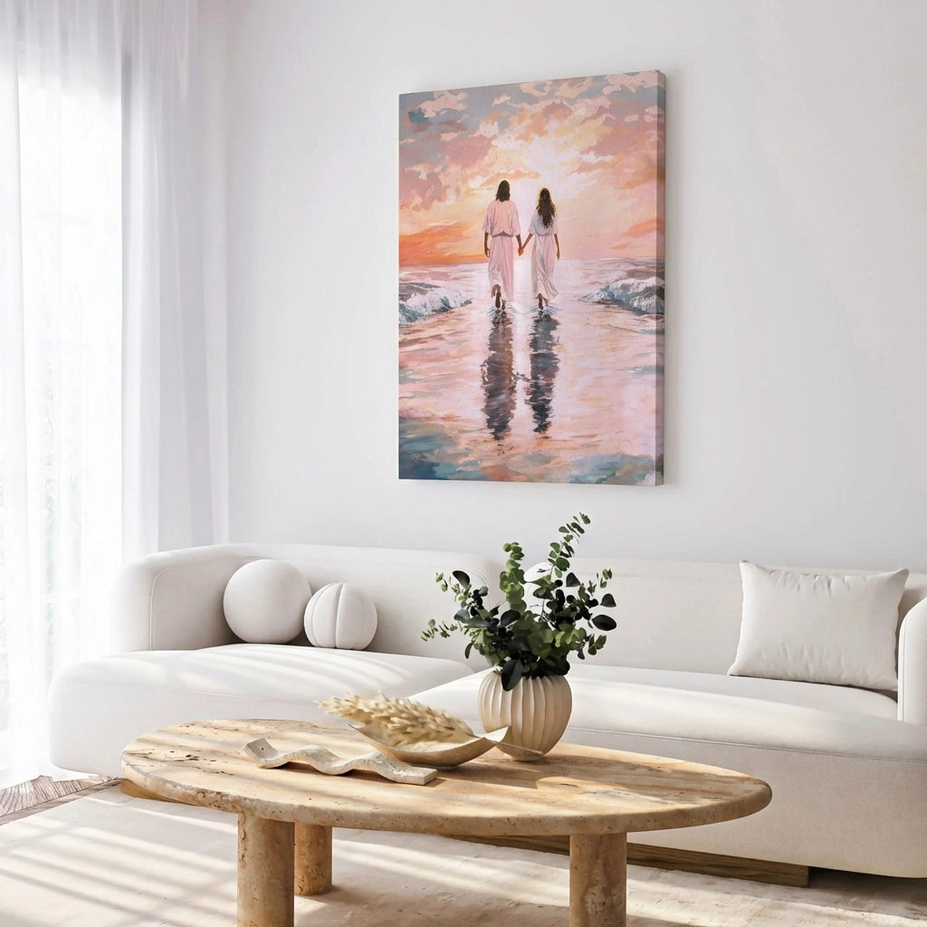 Jesus Walking on Water with Woman - Canvas