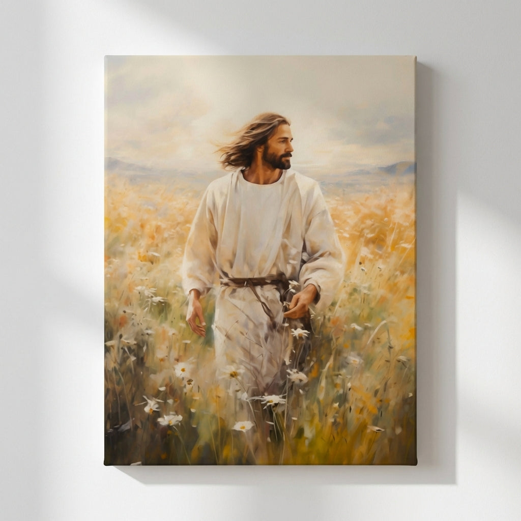 Jesus Walking in a Field - Canvas