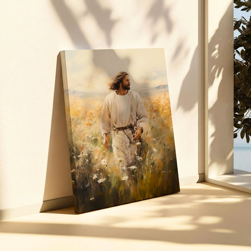 Jesus Walking in a Field - Canvas
