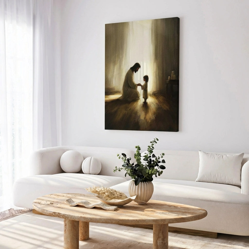 Jesus Praying With Child - Canvas