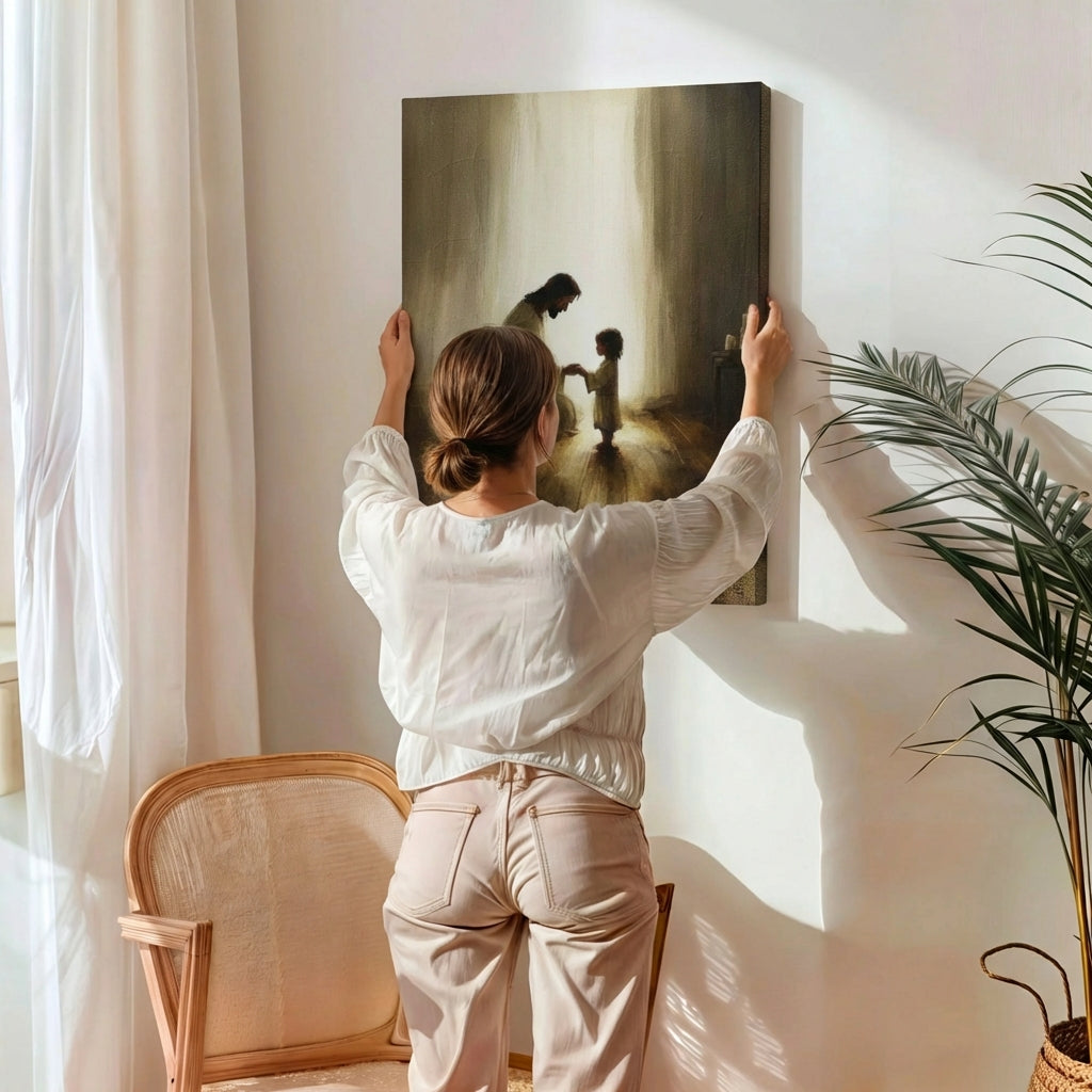 Jesus Praying With Child - Canvas