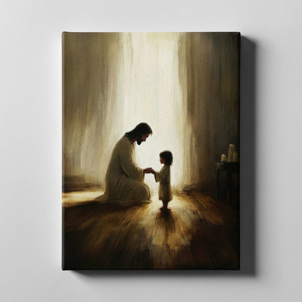 Jesus Praying With Child - Canvas