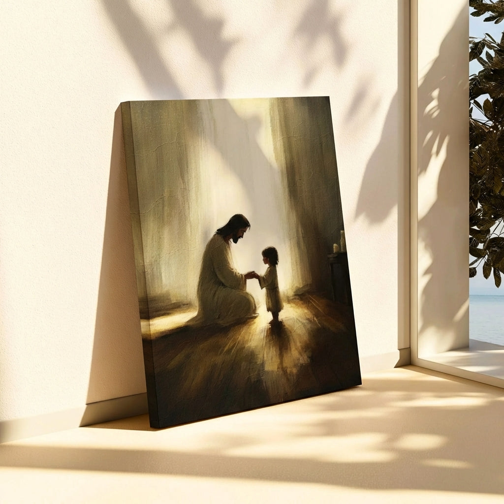Jesus Praying With Child - Canvas